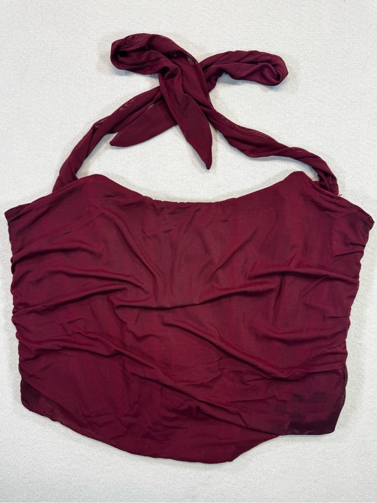 None Tops - Maroon Halter Bustier Top